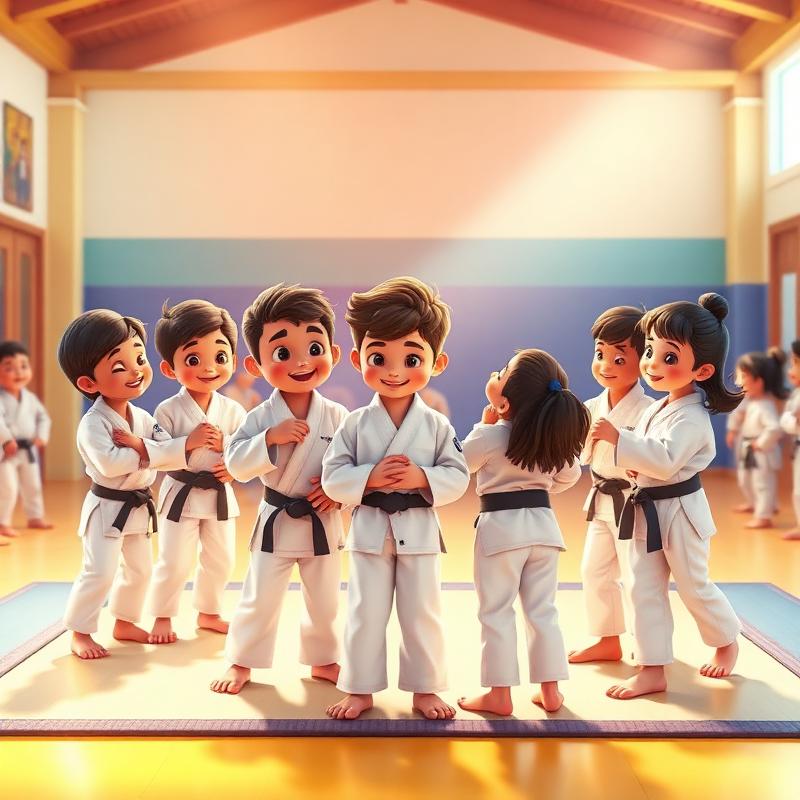 Crianças treinando jiu-jitsu